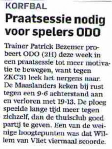 Praatsessie nodig voor spelers ODO