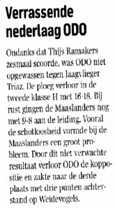 Verrassende nederlaag ODO