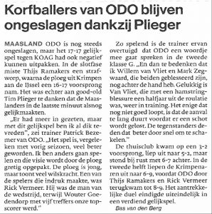 Korfballers van ODO blijven ongeslagen dankzij Plieger