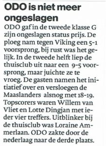 ODO is niet meer ongeslagen