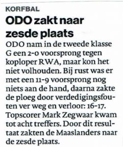 ODO zakt naar zesde plaats