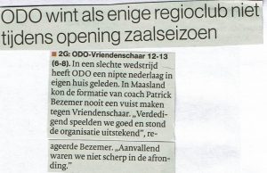 ODO wint als enige regioclub niet tijdens opening zaalseizoen