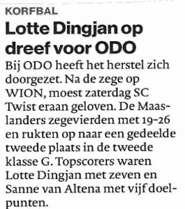 Lotte Dingjan op dreef voor ODO