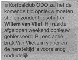 Willem van Vliet geblesseerd