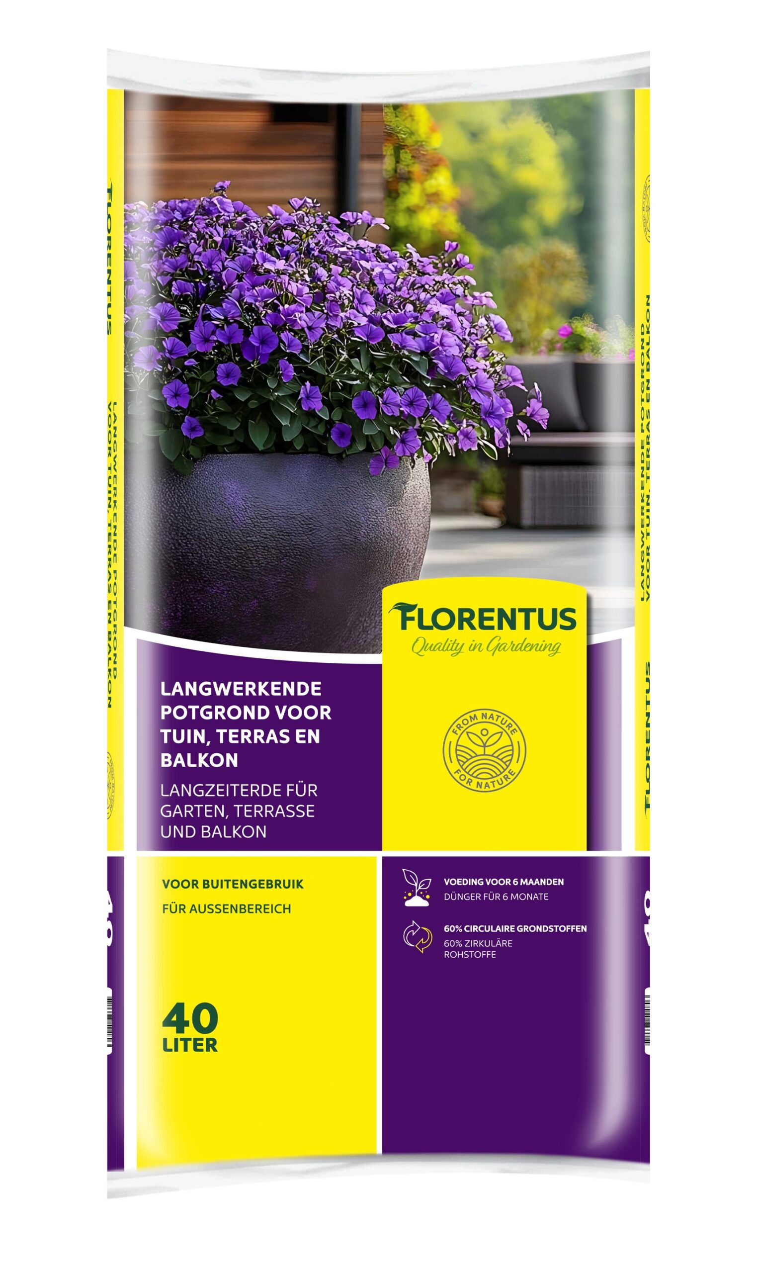 Florentus Langwerkende Potgrond voor Tuin, terras en balkon 40L (6 mnd. voeding)